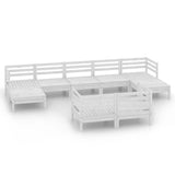 NNEVL 9 Piece Garden Lounge Set White Solid Pinewood