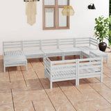 NNEVL 9 Piece Garden Lounge Set White Solid Pinewood