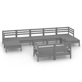 NNEVL 9 Piece Garden Lounge Set Grey Solid Pinewood
