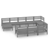 NNEVL 10 Piece Garden Lounge Set Grey Solid Pinewood