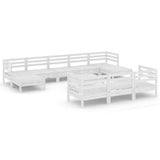 NNEVL 11 Piece Garden Lounge Set White Solid Pinewood