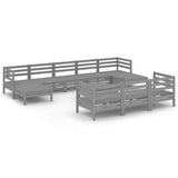 NNEVL 11 Piece Garden Lounge Set Grey Solid Pinewood