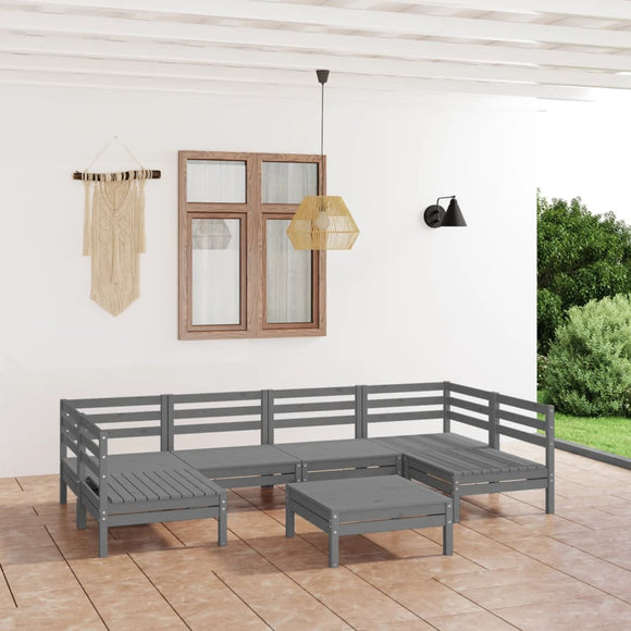 NNEVL 7 Piece Garden Lounge Set Grey Solid Pinewood