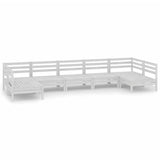 NNEVL 7 Piece Garden Lounge Set White Solid Pinewood