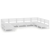 NNEVL 9 Piece Garden Lounge Set White Solid Pinewood