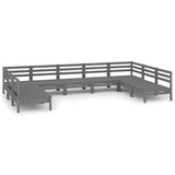 NNEVL 9 Piece Garden Lounge Set Grey Solid Pinewood