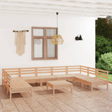 NNEVL 10 Piece Garden Lounge Set Solid Pinewood
