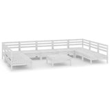 NNEVL 10 Piece Garden Lounge Set White Solid Pinewood