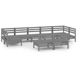 NNEVL 9 Piece Garden Lounge Set Grey Solid Pinewood