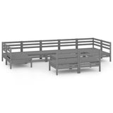 NNEVL 10 Piece Garden Lounge Set Grey Solid Pinewood