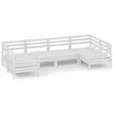NNEVL 6 Piece Garden Lounge Set White Solid Pinewood
