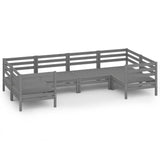 NNEVL 6 Piece Garden Lounge Set Grey Solid Pinewood