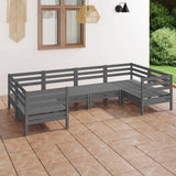 NNEVL 6 Piece Garden Lounge Set Grey Solid Pinewood