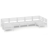 NNEVL 7 Piece Garden Lounge Set White Solid Pinewood