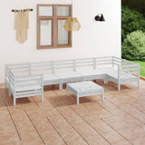 NNEVL 8 Piece Garden Lounge Set White Solid Pinewood