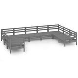 NNEVL 9 Piece Garden Lounge Set Grey Solid Pinewood