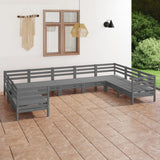 NNEVL 9 Piece Garden Lounge Set Grey Solid Pinewood