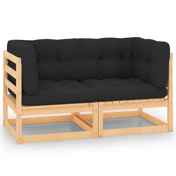 NNEVL Garden Corner Sofas with Cushions 2 pcs Solid Wood Pine