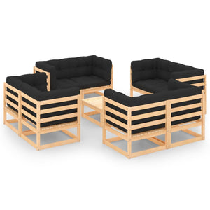 NNEVL 9 Piece Garden Lounge Set with Cushions Solid Pinewood