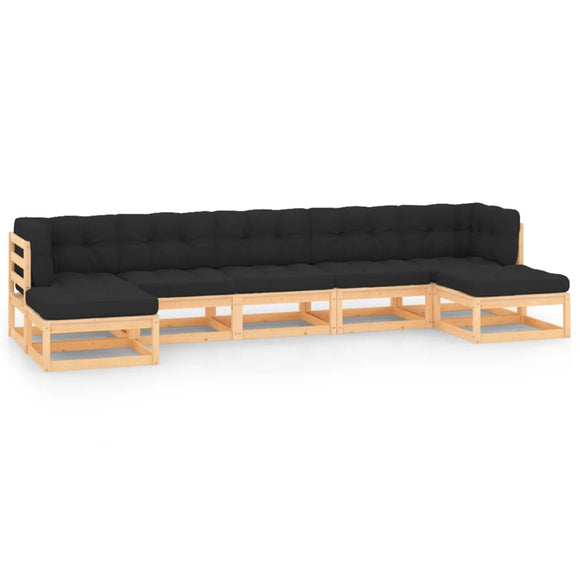 NNEVL 7 Piece Garden Lounge Set with Anthracite Cushions Pinewood