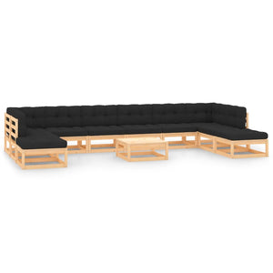 NNEVL 11 Piece Garden Lounge Set with Anthracite Cushions Pinewood
