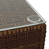 NNEVL Garden Coffee Table Brown 60x60x30 cm Poly Rattan and Glass