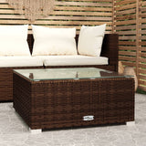NNEVL Garden Coffee Table Brown 60x60x30 cm Poly Rattan and Glass