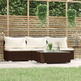 NNEVL 4 Piece Garden Lounge Set with Cushions Brown Poly Rattan