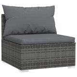 NNEVL 3-Seater Sofa with Cushions Grey Poly Rattan