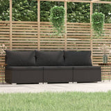 NNEVL 3-Seater Sofa with Cushions Black Poly Rattan