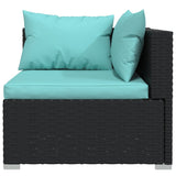 NNEVL 2-Seater Sofa with Cushions Black Poly Rattan