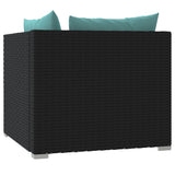 NNEVL 2-Seater Sofa with Cushions Black Poly Rattan