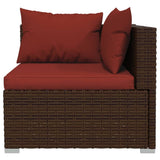 NNEVL 2-Seater Sofa with Cushions Brown Poly Rattan