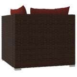 NNEVL 2-Seater Sofa with Cushions Brown Poly Rattan
