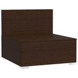 NNEVL Garden Middle Sofa with Cushions Brown Poly Rattan