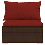 NNEVL Garden Middle Sofa with Cushions Brown Poly Rattan