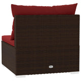 NNEVL Garden Middle Sofa with Cushions Brown Poly Rattan