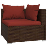 NNEVL 3 Piece Garden Lounge Set with Cushions Brown Poly Rattan