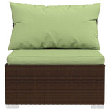 NNEVL 4-Seater Sofa with Cushions Brown Poly Rattan