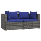 NNEVL 2-Seater Sofa with Cushions Grey Poly Rattan