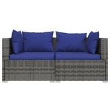 NNEVL 2-Seater Sofa with Cushions Grey Poly Rattan