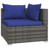 NNEVL 2-Seater Sofa with Cushions Grey Poly Rattan