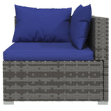 NNEVL 2-Seater Sofa with Cushions Grey Poly Rattan