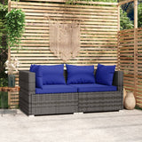 NNEVL 2-Seater Sofa with Cushions Grey Poly Rattan