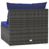 NNEVL 4-Seater Sofa with Cushions Grey Poly Rattan