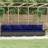 NNEVL 4-Seater Sofa with Cushions Grey Poly Rattan