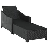 NNEVL Sun Lounger with Cream White Cushion Poly Rattan Black