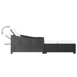 NNEVL Sun Lounger with Cream White Cushion Poly Rattan Black