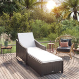 NNEVL Sun Lounger with Cream White Cushion Poly Rattan Black