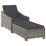 NNEVL Sun Lounger with Dark Grey Cushion Poly Rattan Grey